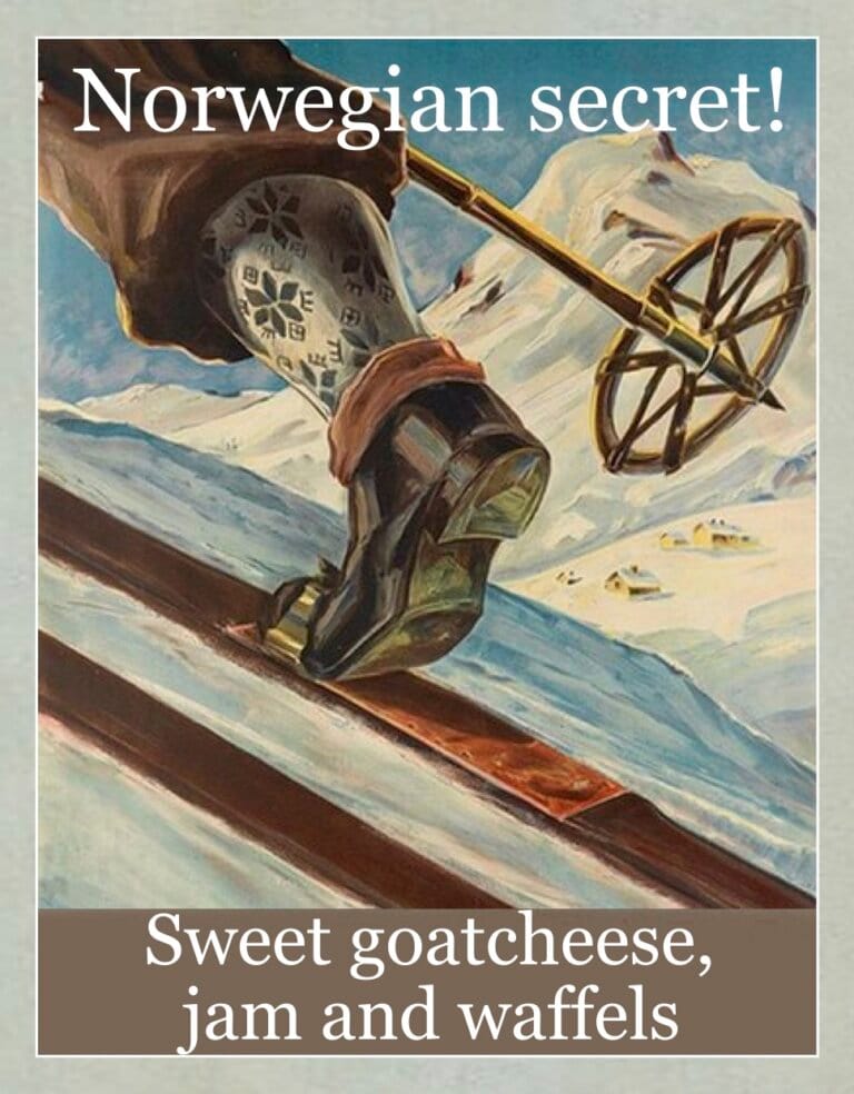 norwegian secret sweet goatcheese, jam and waffles